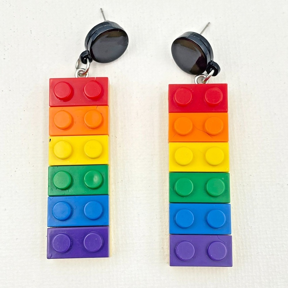 Vintage Y2K Statement Blocks Dangle Earrings Women's Classic Fashion Jewelry 90s